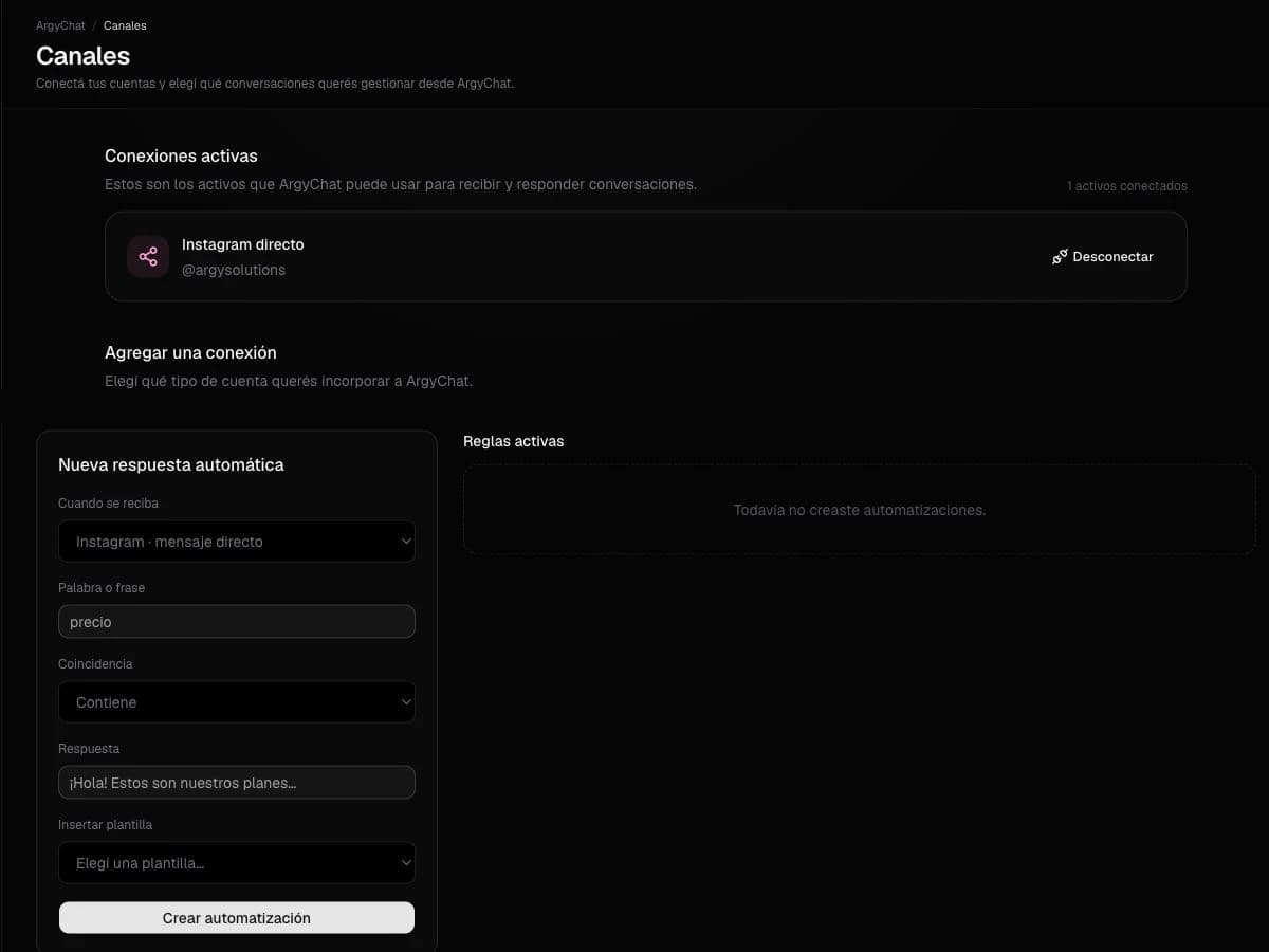 Automatización de mensajes de Instagram con ArgyChat